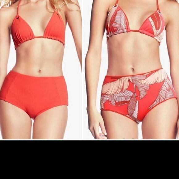 Maaji Women's Lil Grom Cayenne Red Bardot Reversible Full Bikini Bottom size sma - Picture 2 of 7